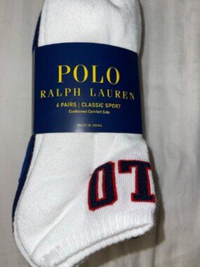 Polo Ralph Lauren 6 Pairs Classic Sport Men Socks (white/navy/blue)